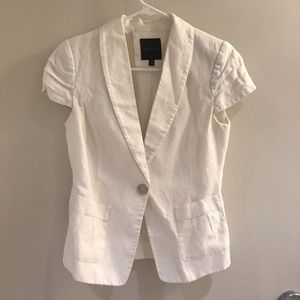 White Linen Cap Sleeve Blazer